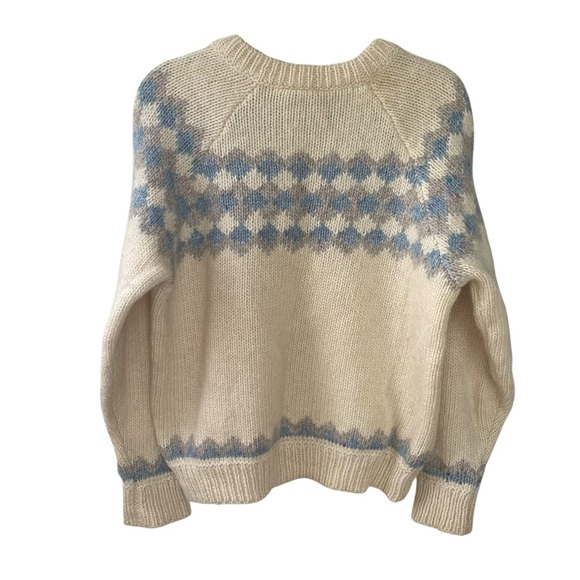 VINTAGE GAELTARRA Ireland Patterned Irish Sweater Cream Blue L - Picture 5 of 8